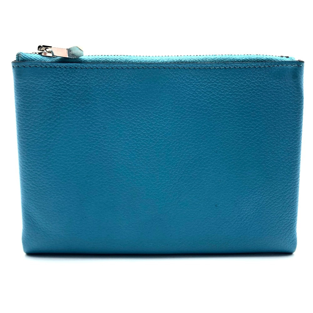 HERMES フラット アトゥー PM 化粧ポーチ ポーチ レザー レディース ブルーノール（推定） ブルー