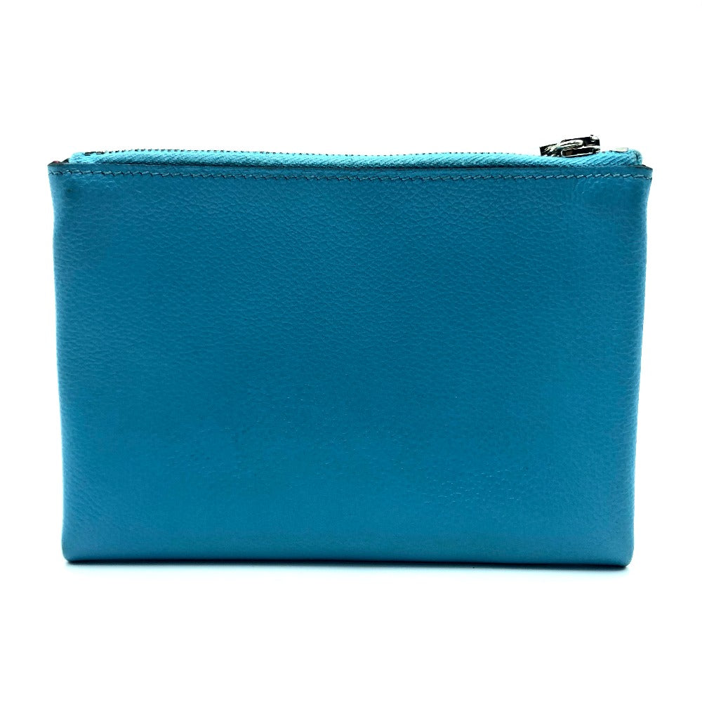 HERMES フラット アトゥー PM 化粧ポーチ ポーチ レザー レディース ブルーノール（推定） ブルー