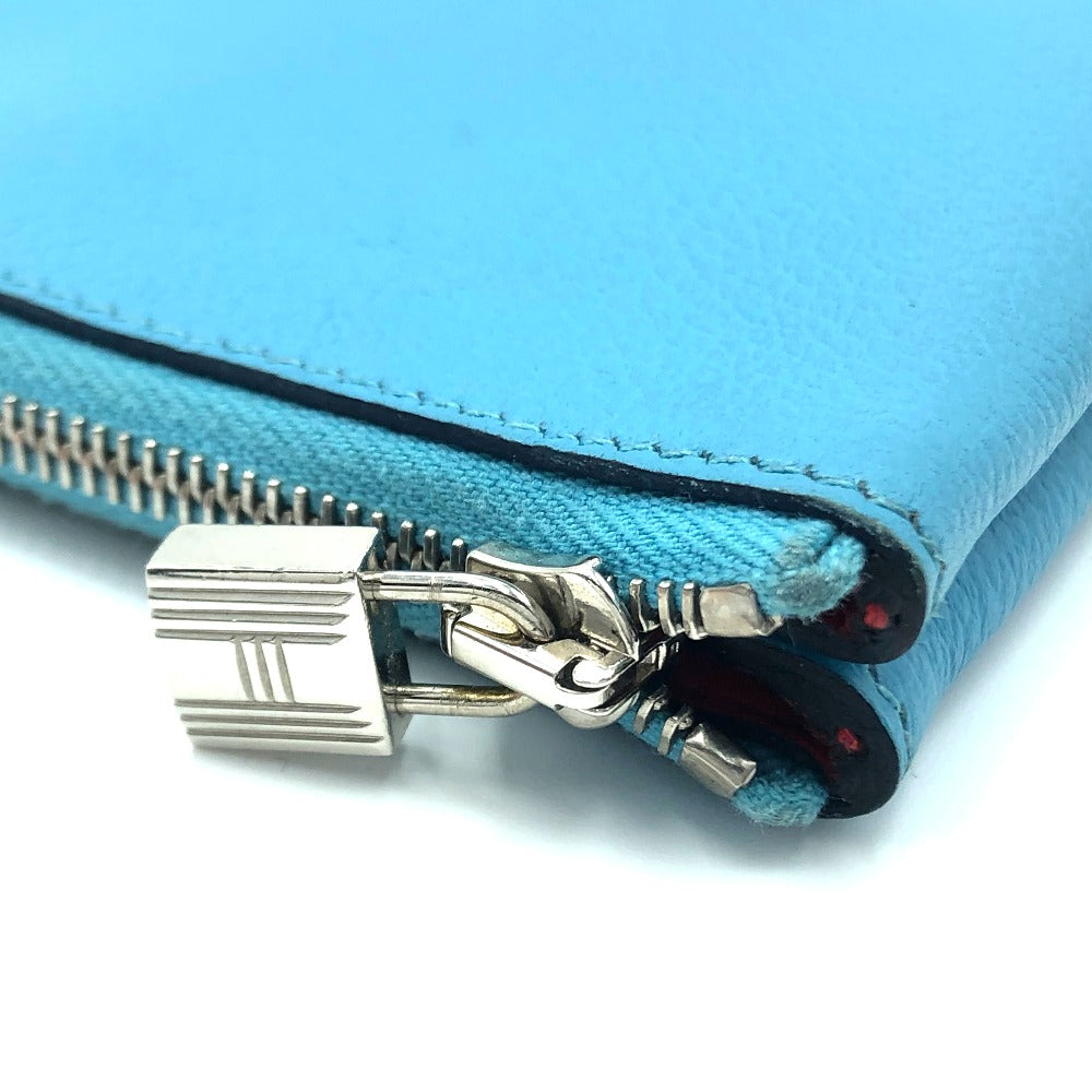 HERMES フラット アトゥー PM 化粧ポーチ ポーチ レザー レディース ブルーノール（推定） ブルー
