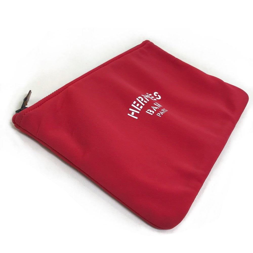 HERMES Neoban Truth Flat MM Clutch Bag/Pouch, Polyamide, Women's, Red