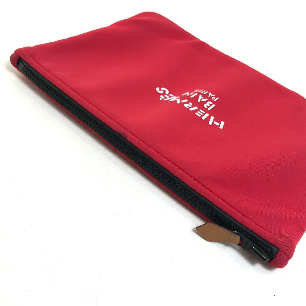 HERMES Neoban Truth Flat MM Clutch Bag/Pouch, Polyamide, Women's, Red