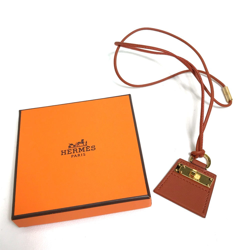 HERMES Mon Petit Kelly PM Accessory Necklace Leather Women's Brown