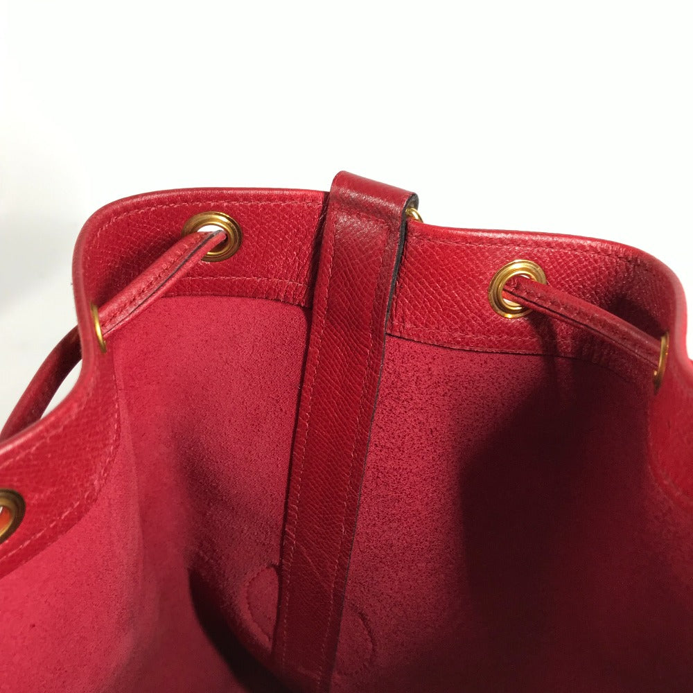 HERMES 肩掛け 巾着 カバン スタンディ ヴィンテージ バケツ ばけつ ショルダーバッグ クシュベル レディース ルージュヴィフ レッド
