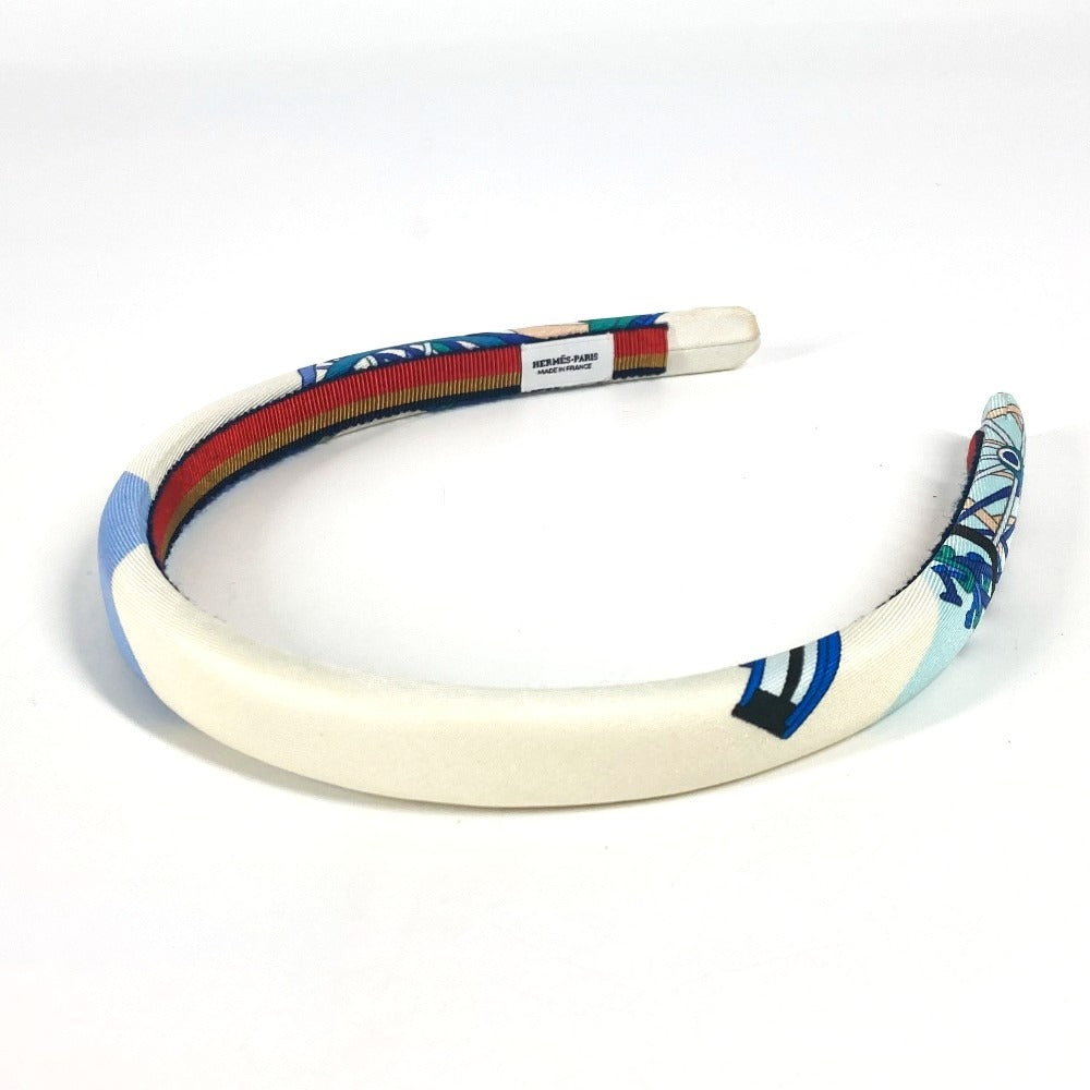 HERMES Elsa Hair Accessory Headband Silk Headband Women's White