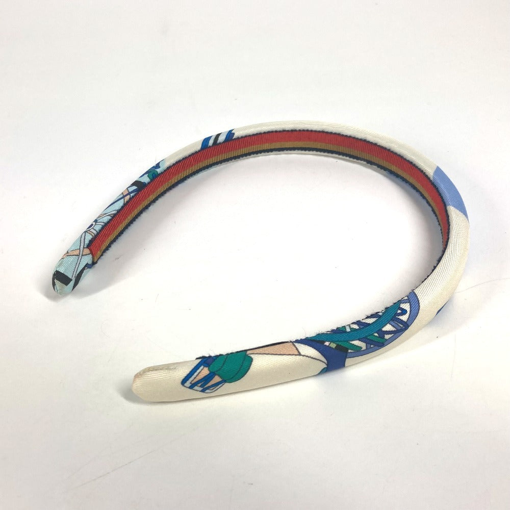 HERMES Elsa Hair Accessory Headband Silk Headband Women's White