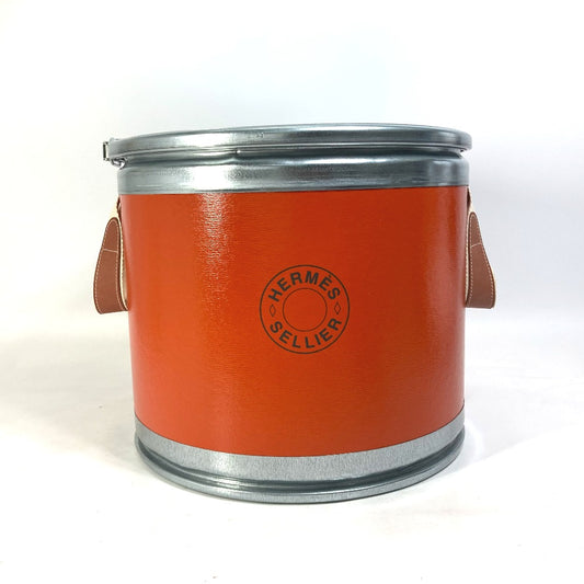 HERMES セリエ 馬具入れ インテリア サドルボックス マルチケース ドラム缶 オブジェ 紙 レディース オレンジ