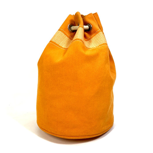 HERMES 肩掛け サックマリーン レシーフMM カバン 巾着 ワンショルダーバッグ ショルダーバッグ コットン レディース オレンジ