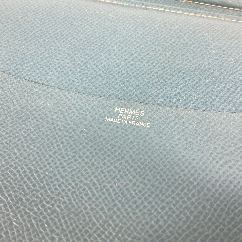 HERMES 2つ折り ノートパッド ノートカバー システム手帳 ステーショナリー メモ帳 手帳カバー レザー ユニセックス ブルージーン ブルー