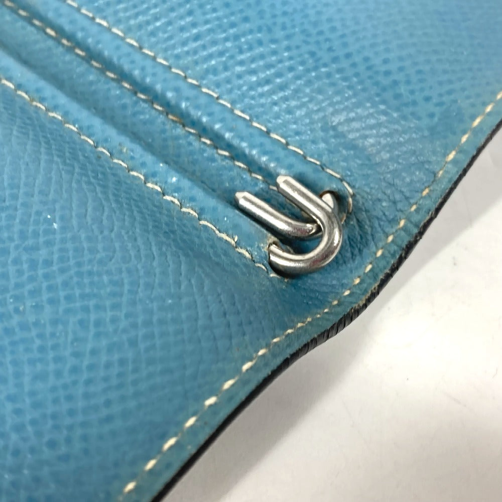 HERMES 2つ折り ノートパッド ノートカバー システム手帳 ステーショナリー メモ帳 手帳カバー レザー ユニセックス ブルージーン ブルー