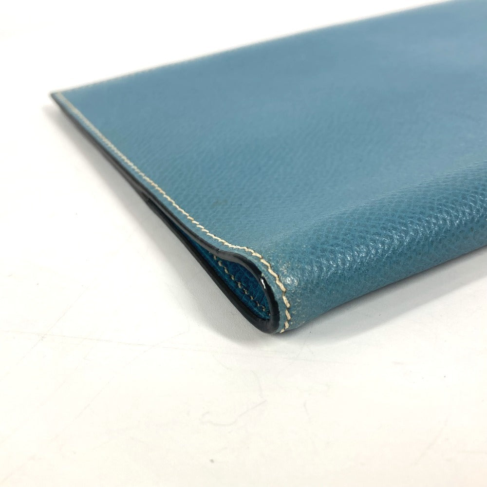 HERMES システム手帳 アジェンダ グローブトロッター ステーショナリー 2つ折り 手帳カバー レザー ユニセックス ブルージーン ブルー