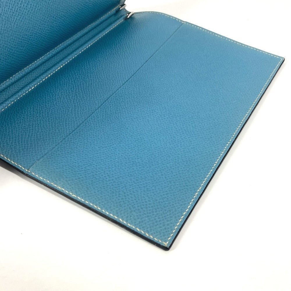 HERMES システム手帳 アジェンダ グローブトロッター ステーショナリー 2つ折り 手帳カバー レザー ユニセックス ブルージーン ブルー