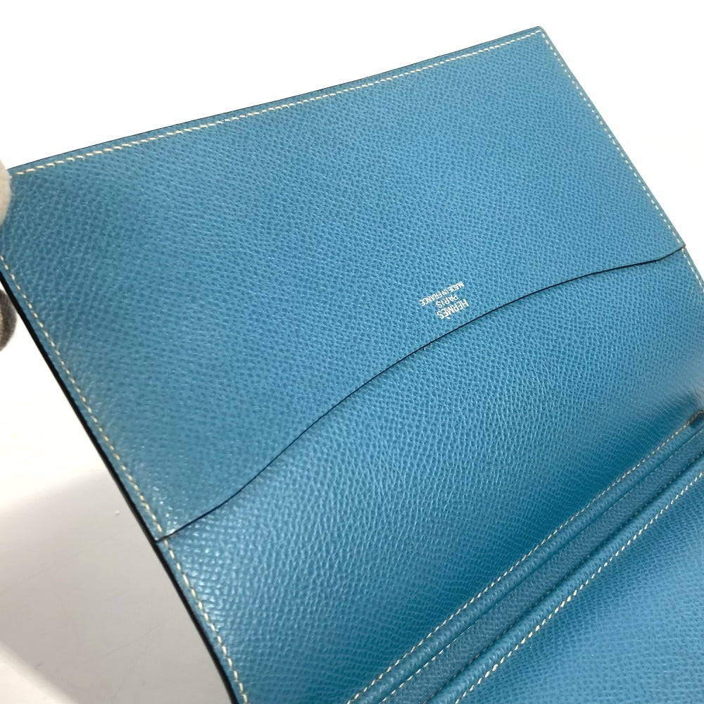 HERMES システム手帳 アジェンダ グローブトロッター ステーショナリー 2つ折り 手帳カバー レザー ユニセックス ブルージーン ブルー