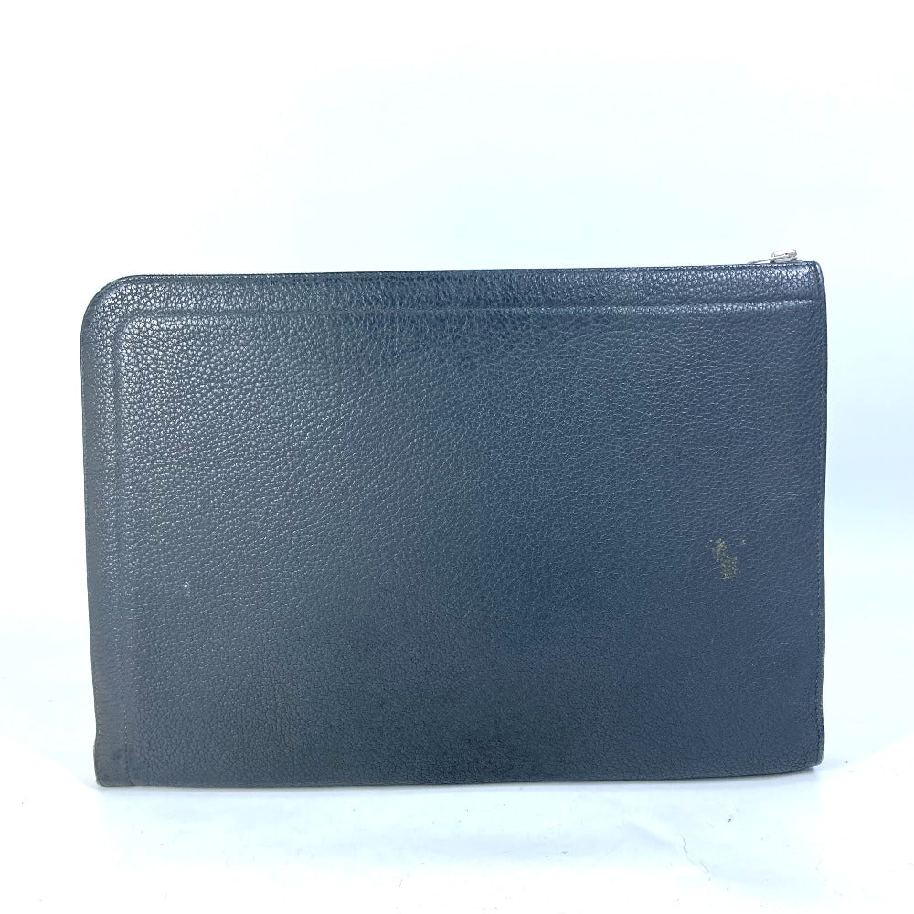 HERMES L-shaped zipper closure for tablets and laptops, clutch bag, leather, men's, gray