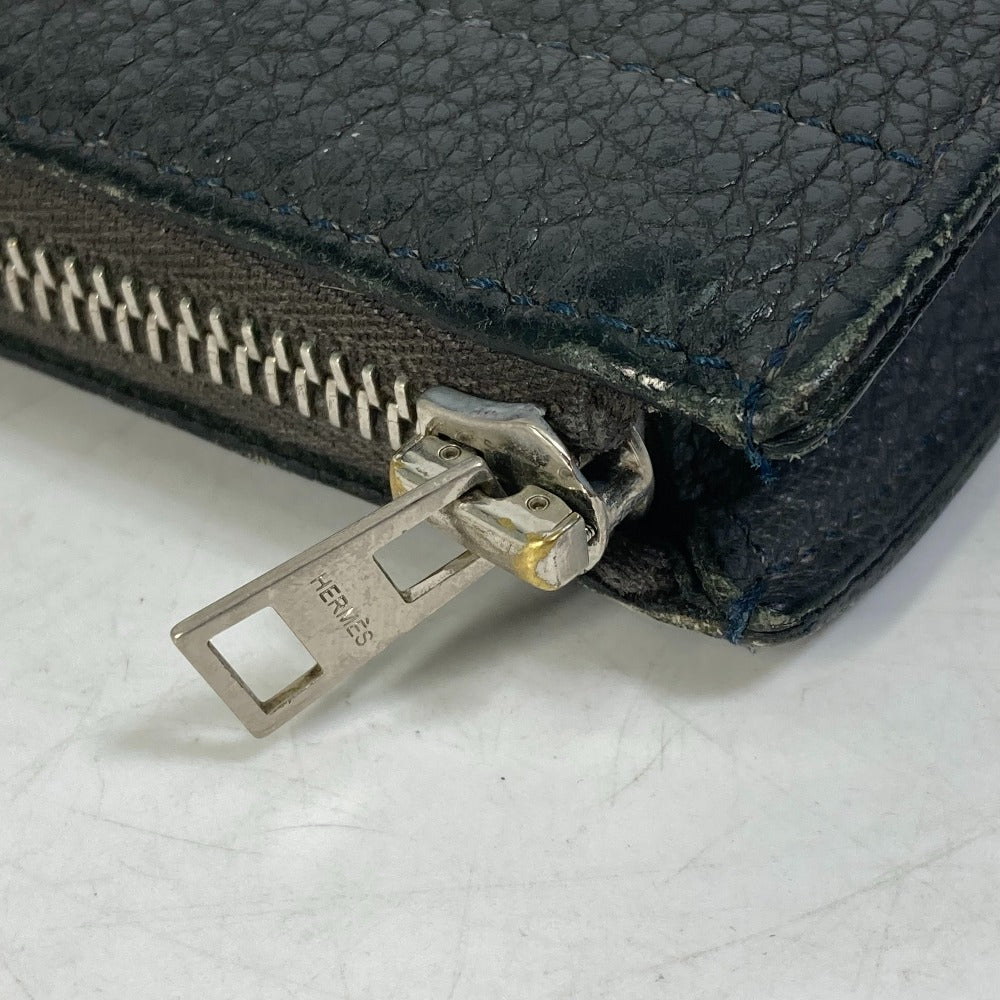 HERMES L-shaped zipper closure for tablets and laptops, clutch bag, leather, men's, gray