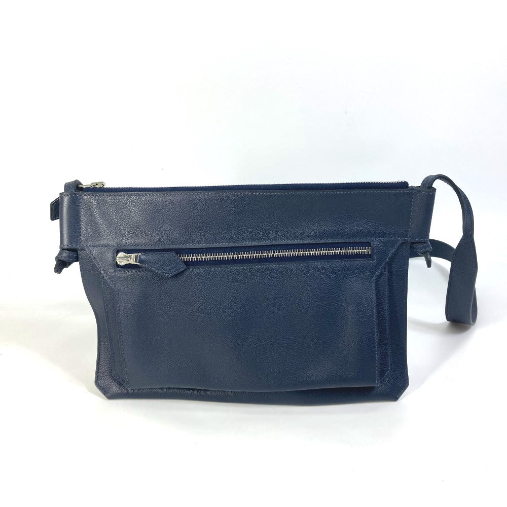 HERMES Ultra Pla GM Crossbody Shoulder Bag in Leather, Men's, Bleu Nuit Navy
