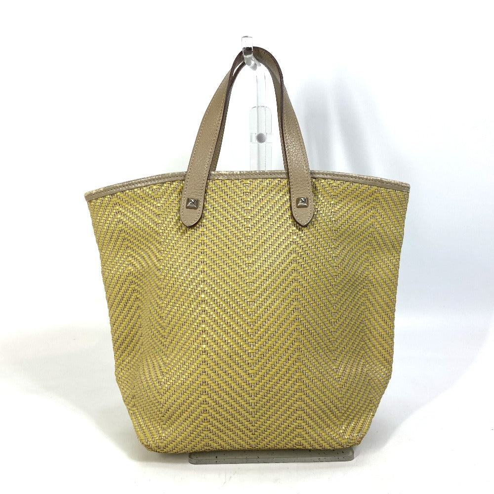 HERMES Kaba Chennai PM Handbag, Studded Leather Tote Bag, Women's, Yellow