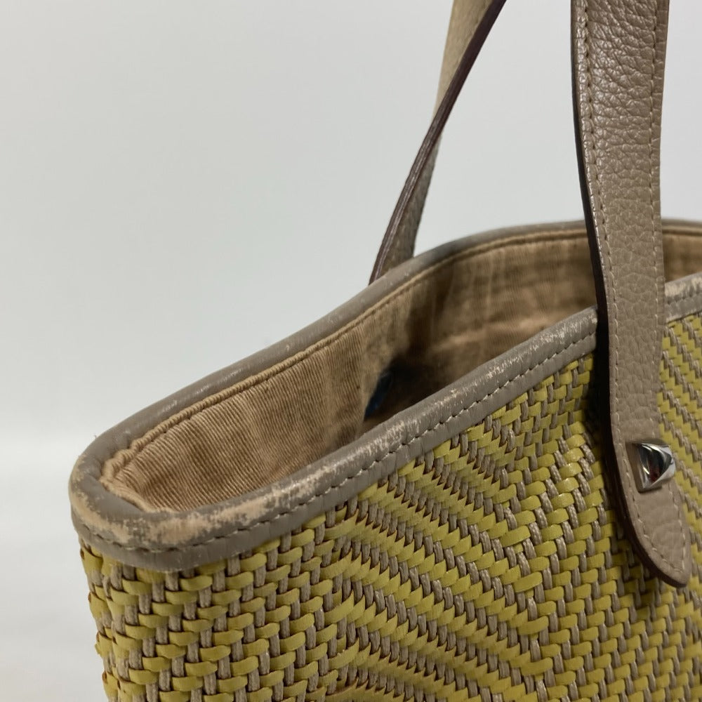 HERMES Kaba Chennai PM Handbag, Studded Leather Tote Bag, Women's, Yellow