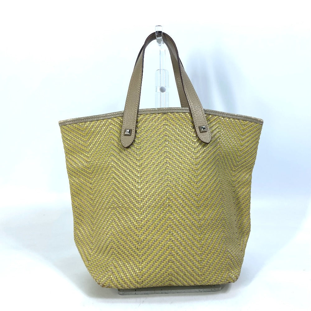 HERMES Kaba Chennai PM Handbag, Studded Leather Tote Bag, Women's, Yellow