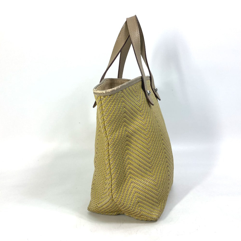 HERMES Kaba Chennai PM Handbag, Studded Leather Tote Bag, Women's, Yellow