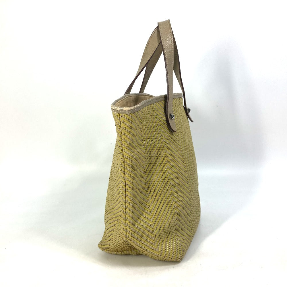 HERMES Kaba Chennai PM Handbag, Studded Leather Tote Bag, Women's, Yellow