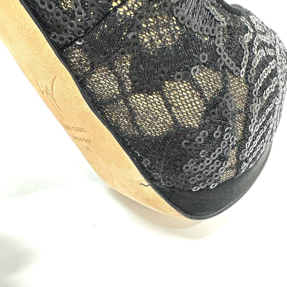 GIUSEPPE ZANOTTI オープントゥ パンプス スパンコール レディース ブラック