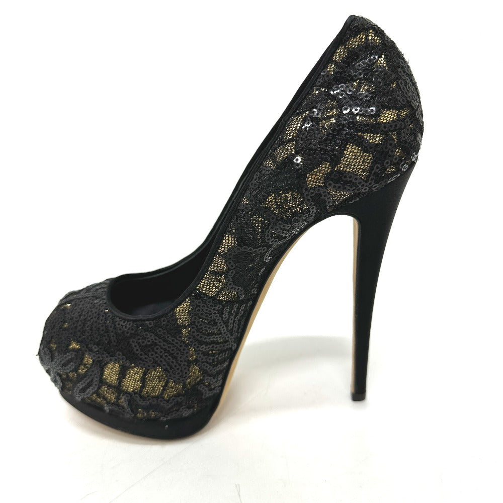 GIUSEPPE ZANOTTI オープントゥ パンプス スパンコール レディース ブラック