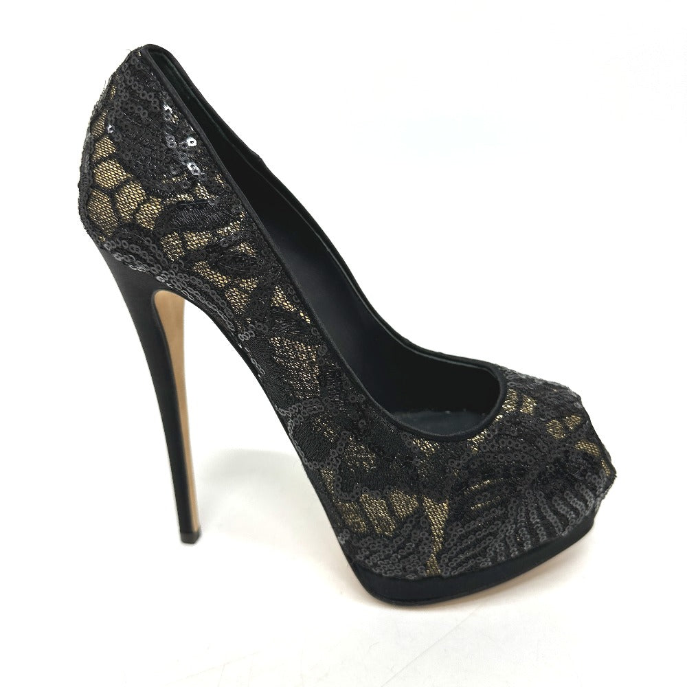 GIUSEPPE ZANOTTI オープントゥ パンプス スパンコール レディース ブラック