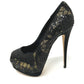 GIUSEPPE ZANOTTI オープントゥ パンプス スパンコール レディース ブラック