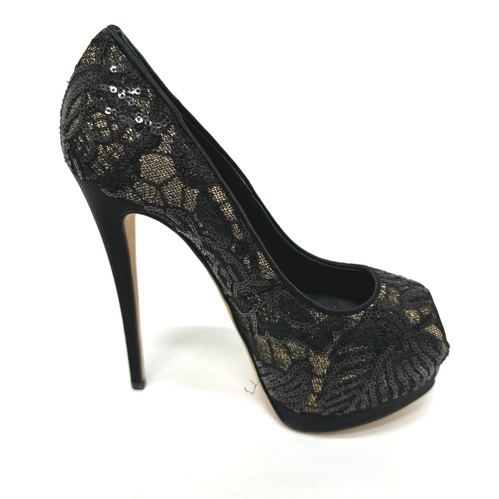 GIUSEPPE ZANOTTI オープントゥ パンプス スパンコール レディース ブラック