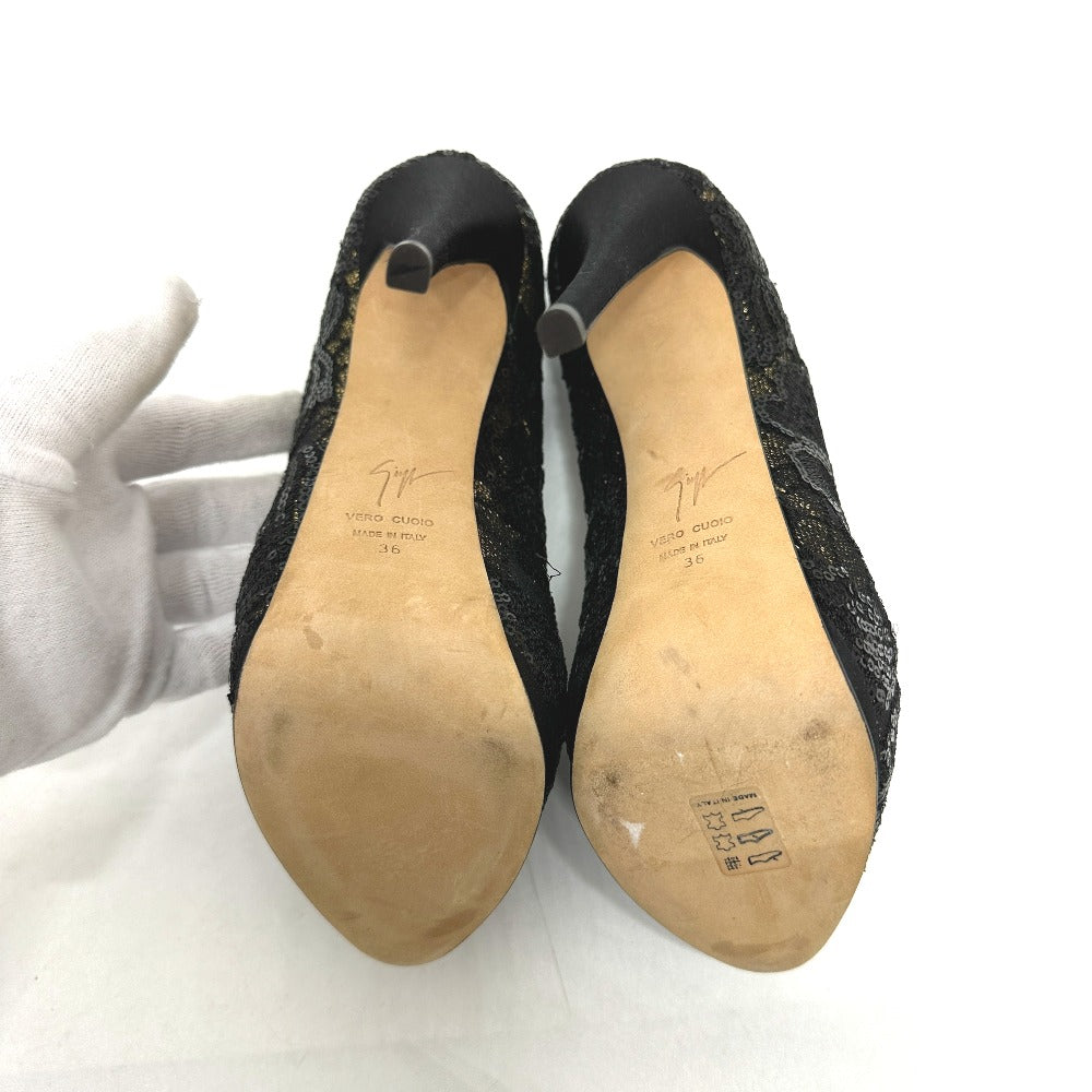 GIUSEPPE ZANOTTI オープントゥ パンプス スパンコール レディース ブラック