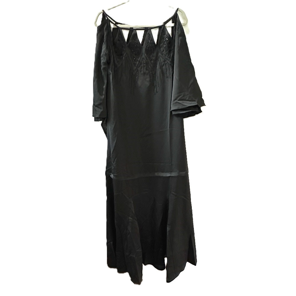 BCBGMAXAZRIA DTI6173403-001 Beaded Studs Embroidered Cutout Gown, Women's, Black