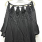 BCBGMAXAZRIA DTI6173403-001 Beaded Studs Embroidered Cutout Gown, Women's, Black