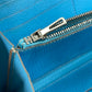 HERMES Evelyn Long Wallet with Punching Logo and Round Zipper, Leather, Women's, Blue Jean