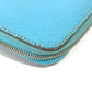 HERMES Evelyn Long Wallet with Punching Logo and Round Zipper, Leather, Women's, Blue Jean