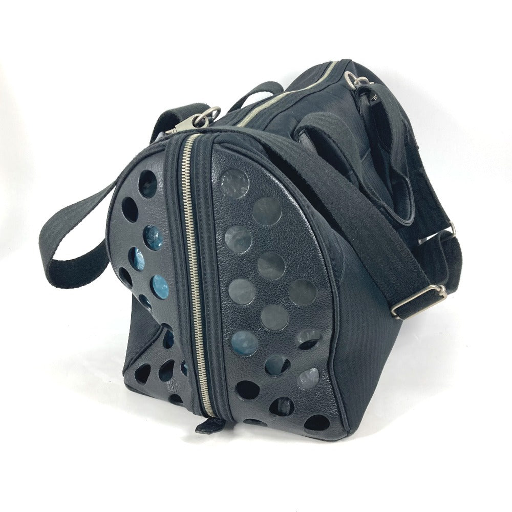 HERMES Dog Carrier, Dog Sack, Cyan Bag, Pet Carrier, Boston Bag, Shoulder Bag, Canvas/Leather, Unisex, Black
