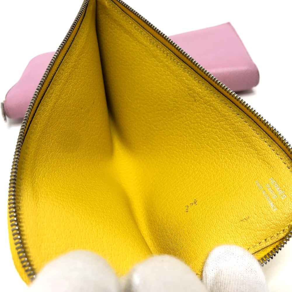 HERMES リミックス コンバイン デュオ 長財布 エプソン レディース モーヴシルベストル×ライム ピンク