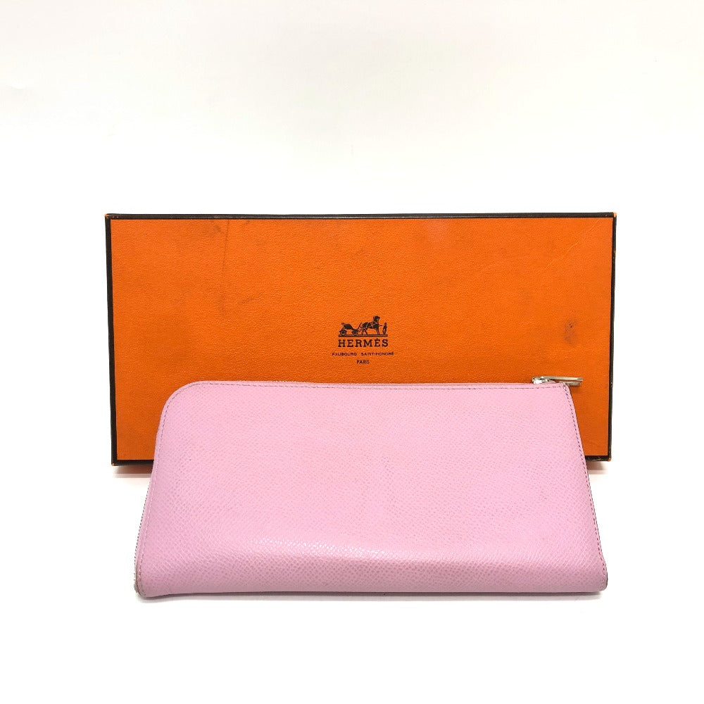 HERMES リミックス コンバイン デュオ 長財布 エプソン レディース モーヴシルベストル×ライム ピンク