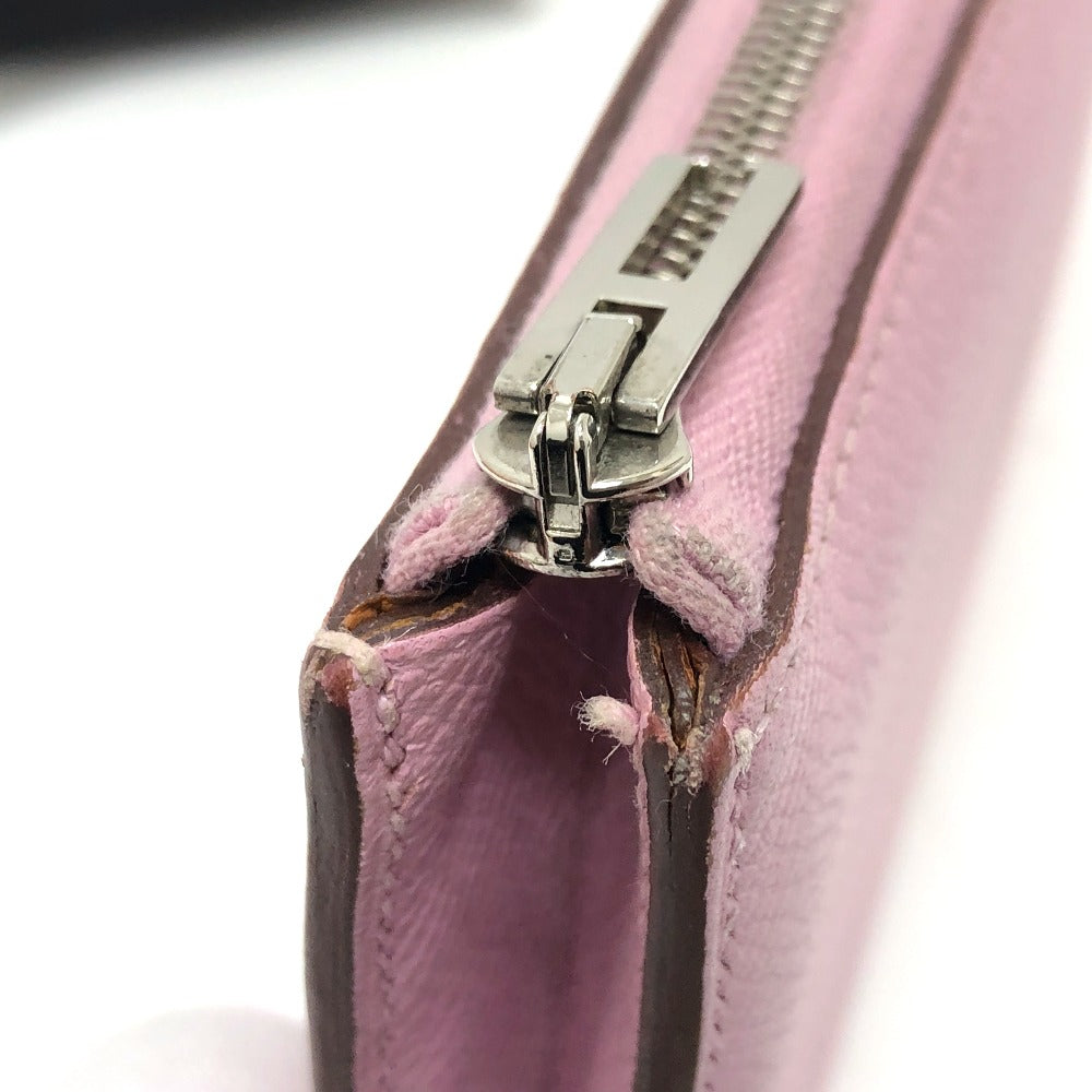 HERMES リミックス コンバイン デュオ 長財布 エプソン レディース モーヴシルベストル×ライム ピンク