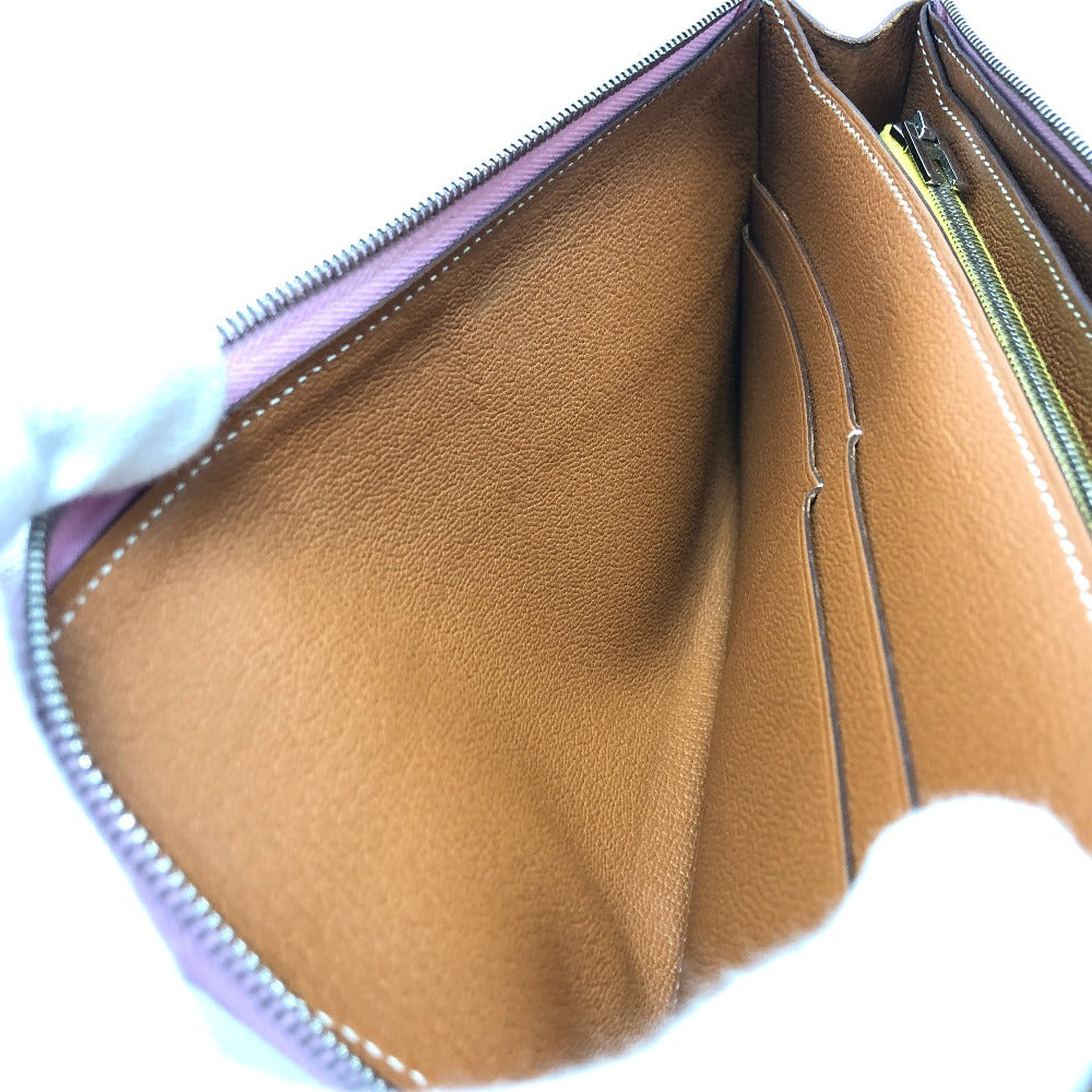 HERMES リミックス コンバイン デュオ 長財布 エプソン レディース モーヴシルベストル×ライム ピンク