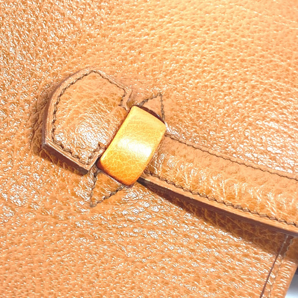HERMES ギャロップ カバン ショルダーバッグ 肩掛け 縦型 トートバッグ レザー ユニセックス ゴールド ブラウン