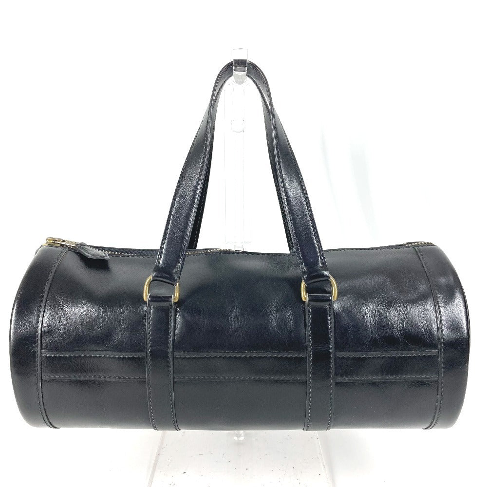 HERMES Vintage Ardi Bag Mini Boston Bag Cylinder Bag Handbag Leather Unisex Black