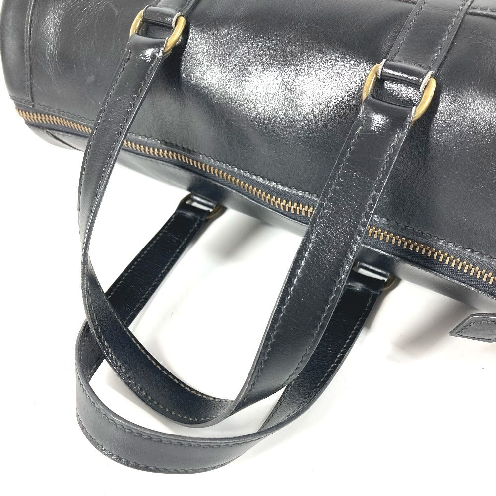HERMES Vintage Ardi Bag Mini Boston Bag Cylinder Bag Handbag Leather Unisex Black