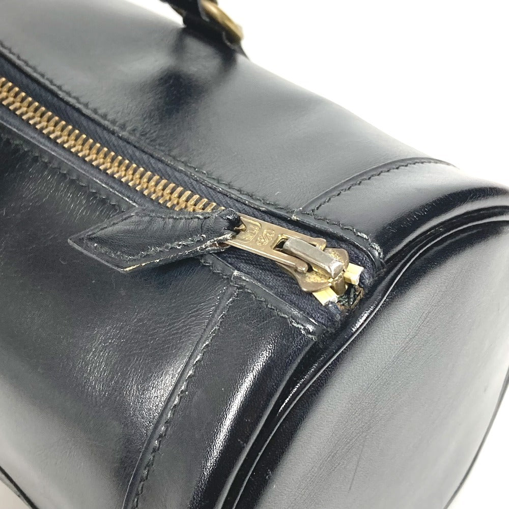 HERMES Vintage Ardi Bag Mini Boston Bag Cylinder Bag Handbag Leather Unisex Black