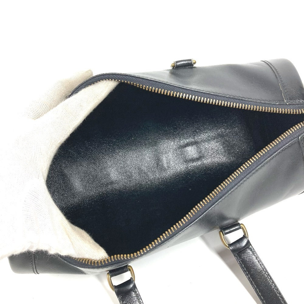 HERMES Vintage Ardi Bag Mini Boston Bag Cylinder Bag Handbag Leather Unisex Black