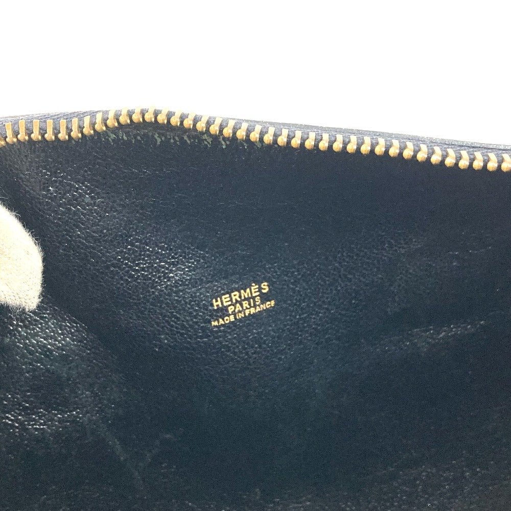 HERMES Vintage Ardi Bag Mini Boston Bag Cylinder Bag Handbag Leather Unisex Black