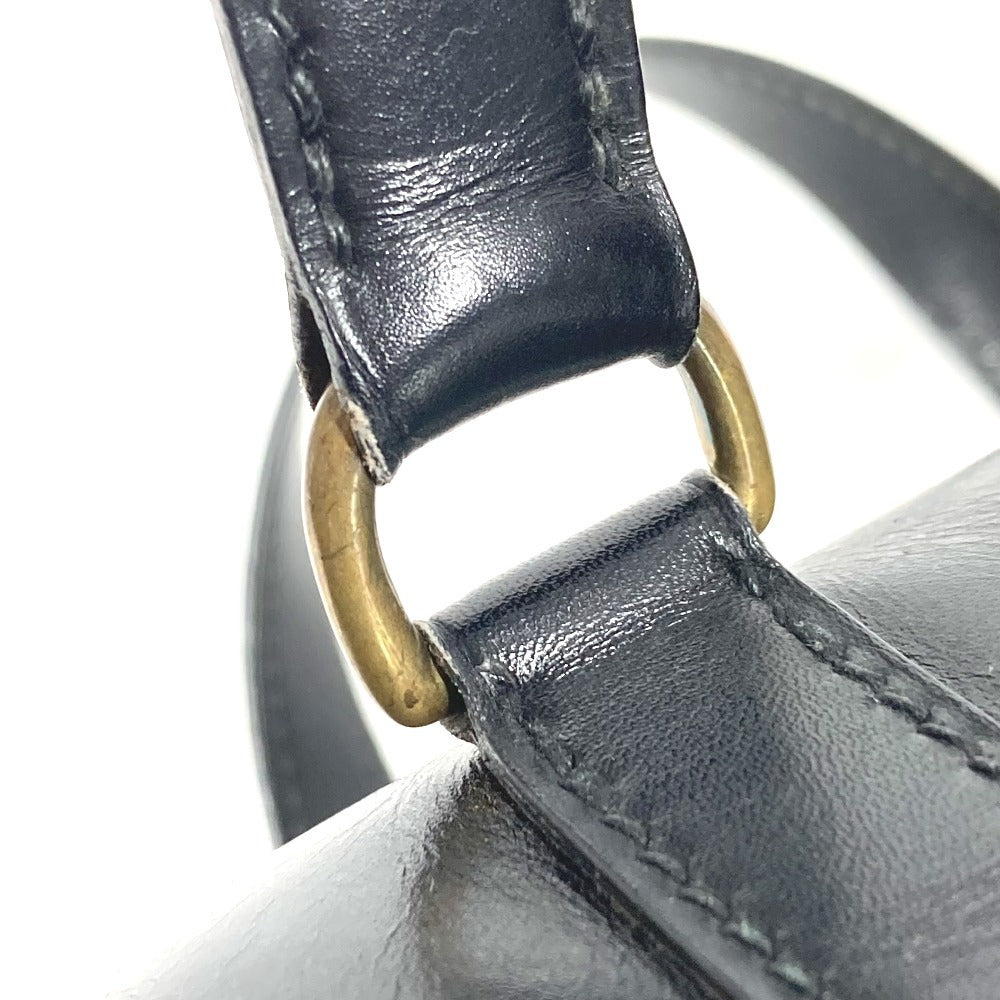 HERMES Vintage Ardi Bag Mini Boston Bag Cylinder Bag Handbag Leather Unisex Black