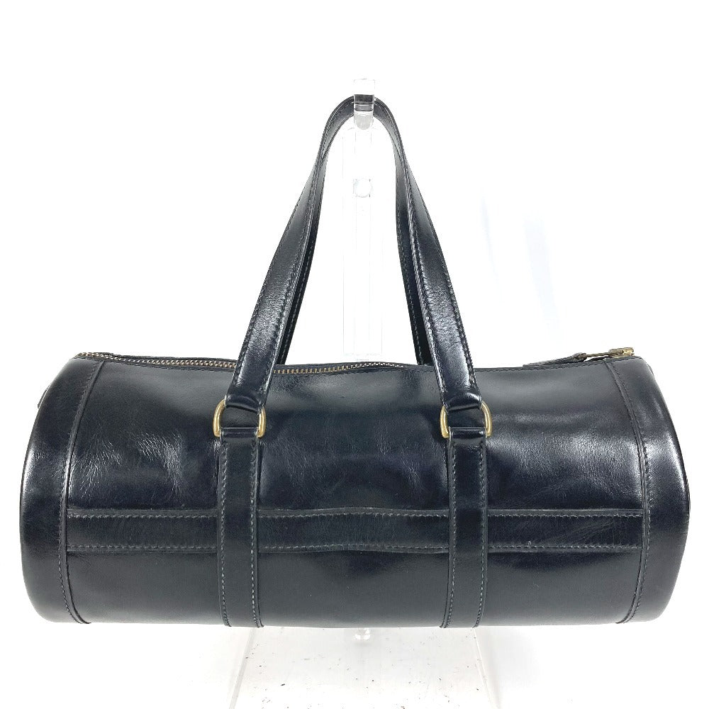 HERMES Vintage Ardi Bag Mini Boston Bag Cylinder Bag Handbag Leather Unisex Black