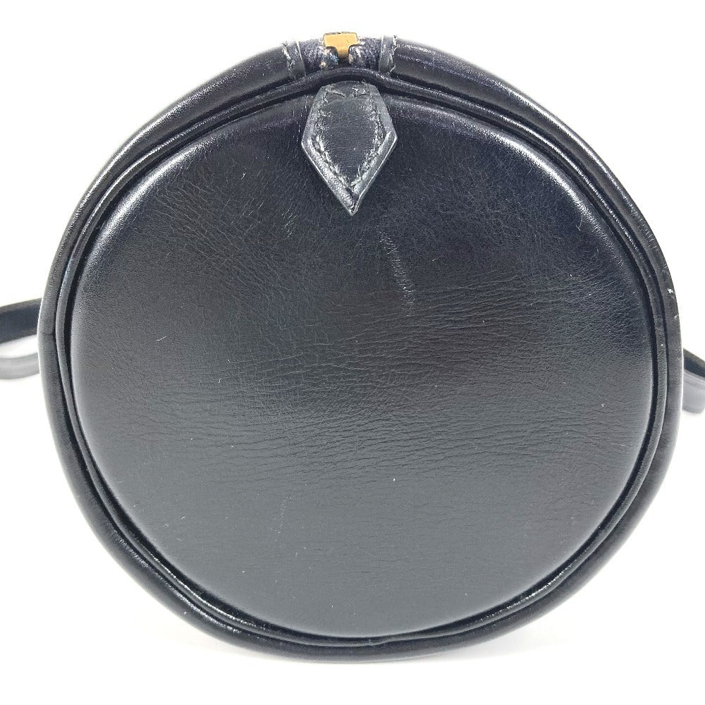 HERMES Vintage Ardi Bag Mini Boston Bag Cylinder Bag Handbag Leather Unisex Black