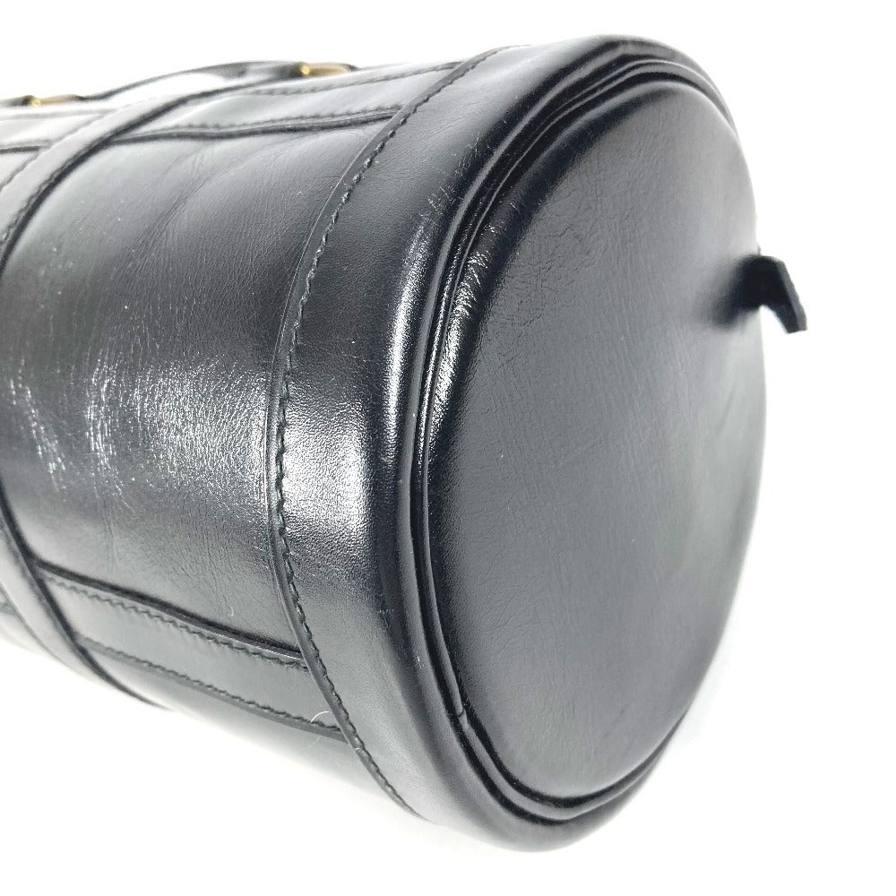 HERMES Vintage Ardi Bag Mini Boston Bag Cylinder Bag Handbag Leather Unisex Black