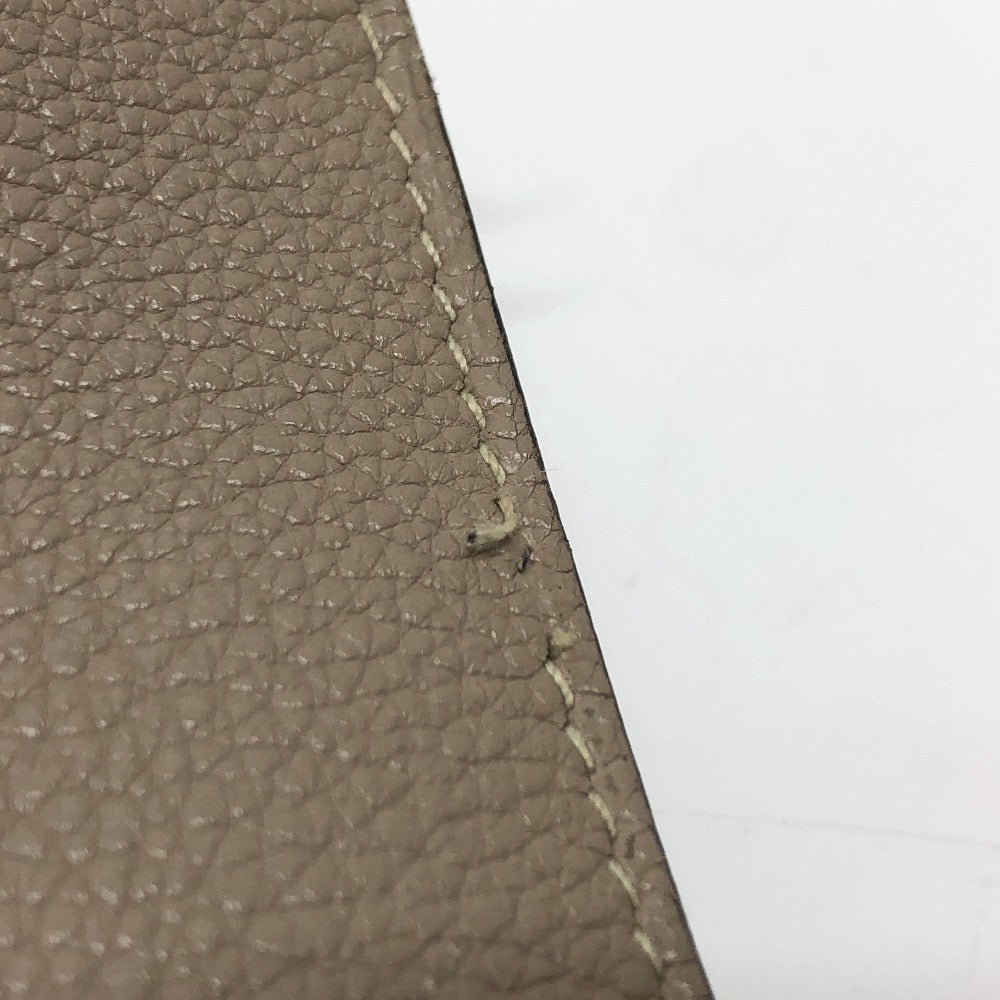 HERMES Dogon GM Long Wallet, Togo, Women's, Asphalt, Beige